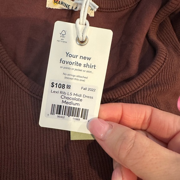 Marine Layer Ribbed Midi Dress in Rich Brown - Picture 2 of 3